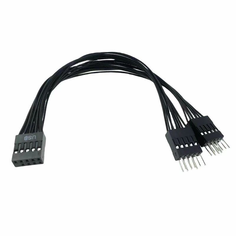 SW USB 2.0 produžni kabel za matičnu ploču, DuPont 9-pinski razdjelnik, USB podatkovni kabel 1 na 2, duljina 15 cm, crni