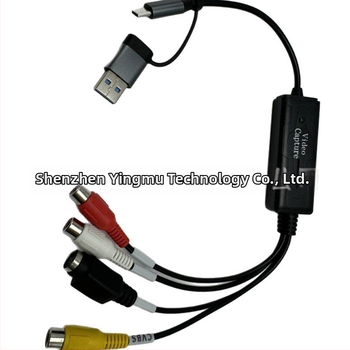AV CVBS/S-Video USB-C capture karta s rozhraním USB 2.0, rozlíšenie 640x480@25Hz a 720x576@30Hz