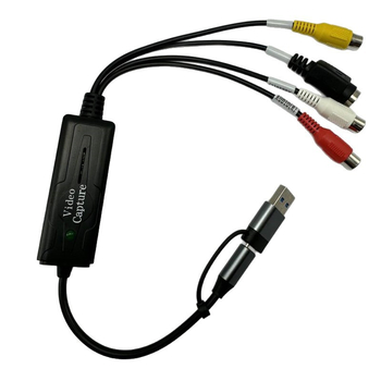 AV CVBS/S-Video към USB-C карта за улавяне със USB 2.0 интерфейс, резолюции 640x480@25Hz и 720x576@30Hz
