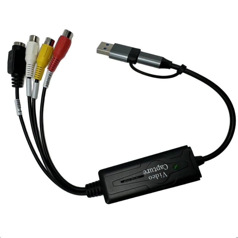 AV CVBS/S-Video към USB-C карта за улавяне със USB 2.0 интерфейс, резолюции 640x480@25Hz и 720x576@30Hz