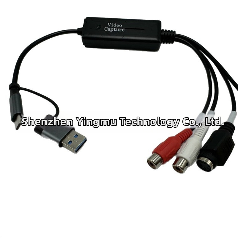 AV CVBS/S-Video USB-C capture karta s rozhraním USB 2.0, rozlíšenie 640x480@25Hz a 720x576@30Hz
