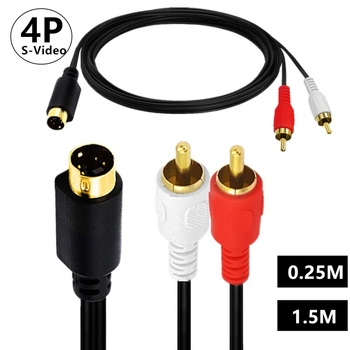 YR-AV-196 патч кабел, MD4P към 2x RCA, S-Video 4Pin, ERE/Yirui, произход Хубей