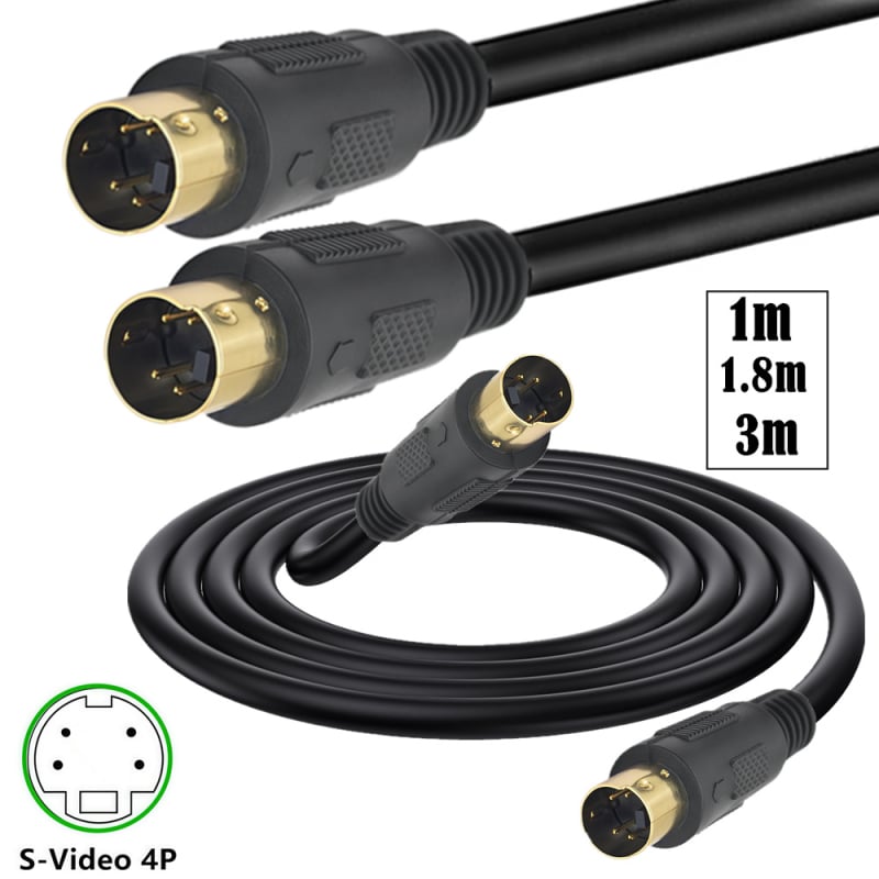 Adapter kabel S-VIDEO, 4-pinski MD4P muški, model YR-AV-36-001, branda Yirui; Vrsta: adapterski kabel; Sučelje: S-VIDEO; Čip: nema