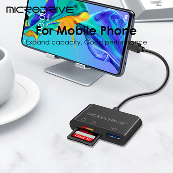 OTG USB-C kaartide lugeja 3-in-1 SD/TF jaoks – USB 2.0 väline adapter
