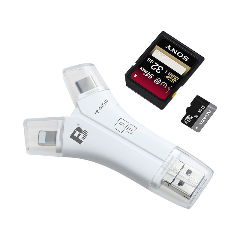 OTG USB kaardilugeja – CF/SD/SDHC/TF tugi; USB 2.0 liides; ühildu Apple, Huawei ja Android-seadmetega; kaal 14,8 g