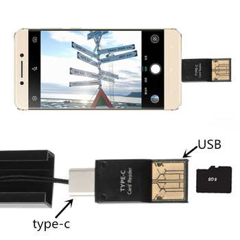 Type-C ja USB-A TF-kaardi lugeja OTG-iga, 2-ühes, USB 2.0