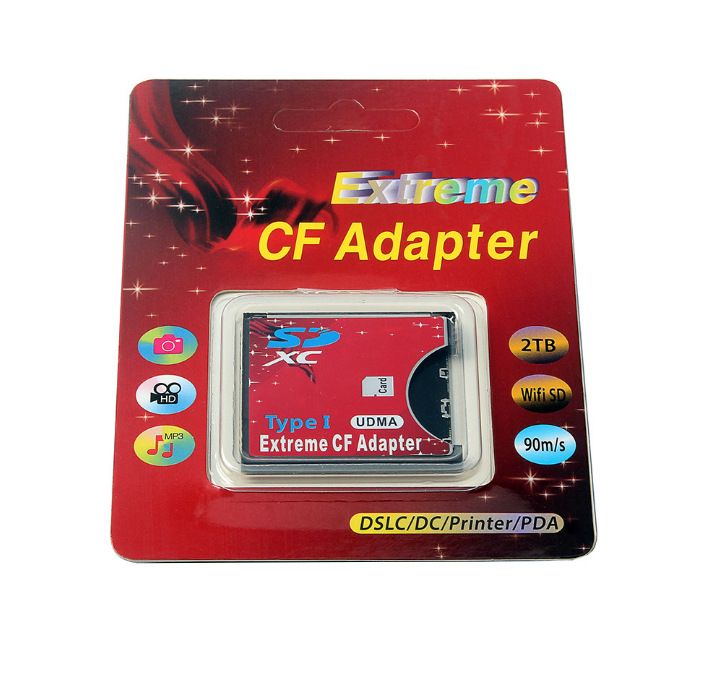 SD–CF kaardikaardi adapter DSLR-i jaoks – Type I õhuke kaardikaardi kaas, USB 1.1, SD/TF tugi, OEM saadaval