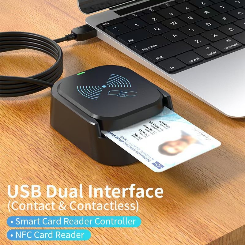 USB 2.0 išmanus kortelių skaitytuvas su NFC ir kontaktiniu IC, 2-in-1, modelis Jrc-026