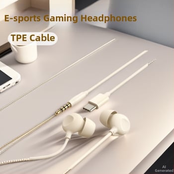 Laidinės žaidimų ausinės su 60 mm garsu skleidėju, 3,5 mm kištuku, 1,2 m kabeliu, įmontuotas mikrofonas, minkšti silikono antgaliai