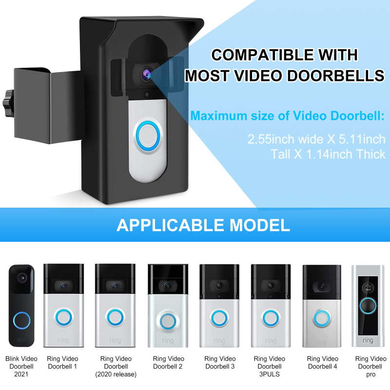 Suport Ring Video Doorbell cu margine, fixare anti-furt, carcasă metalică, corpul camerei, materiale: metal+ABS