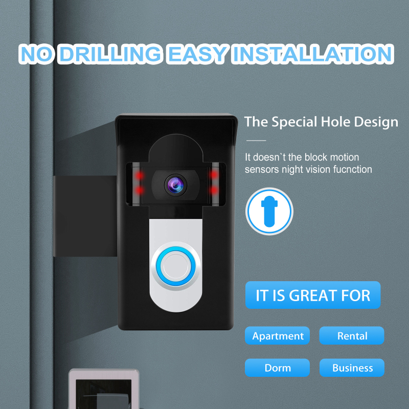 Suport Ring Video Doorbell cu margine, fixare anti-furt, carcasă metalică, corpul camerei, materiale: metal+ABS