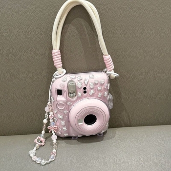 Instax Mini12 силиконов твърд защитен калъф за камера с верижка
