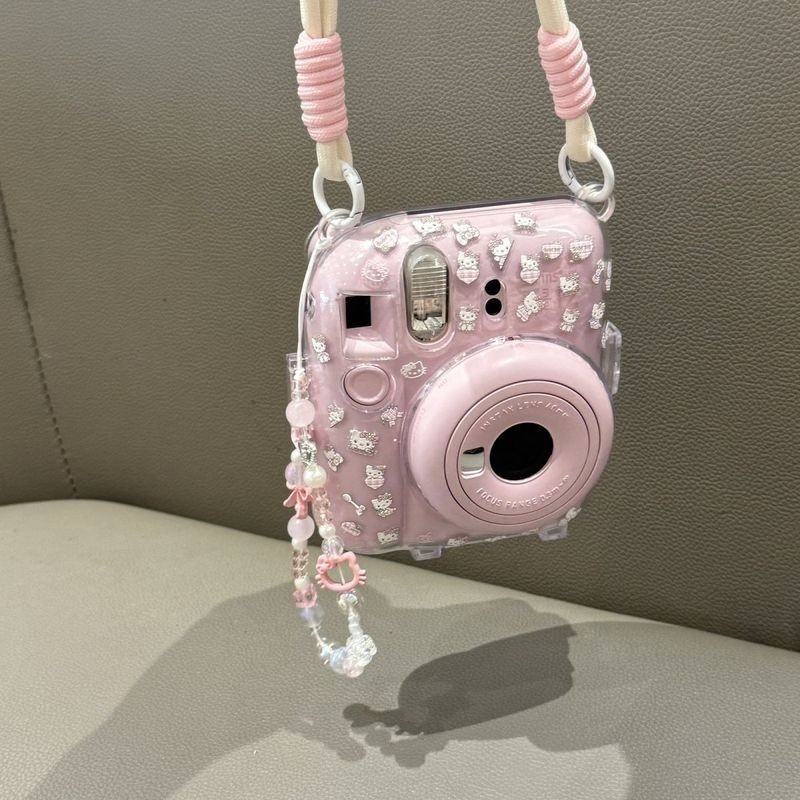 Instax Mini12 силиконов твърд защитен калъф за камера с верижка