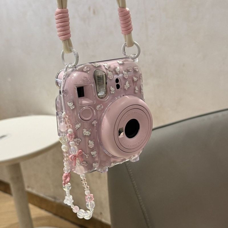 Instax Mini12 силиконов твърд защитен калъф за камера с верижка
