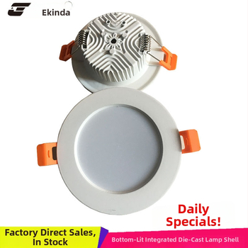 LED lubų downlight korpusas, liejamas aliuminis, EK-P401B, dulkinas paviršius, SMD plokštės šviesa, komplektas: lempos korpusas, PC dangtelis, spyruokliniai varžtai