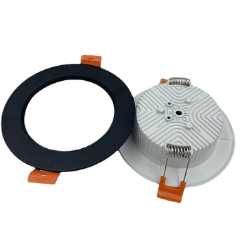 LED lubų downlight korpusas, liejamas aliuminis, EK-P401B, dulkinas paviršius, SMD plokštės šviesa, komplektas: lempos korpusas, PC dangtelis, spyruokliniai varžtai