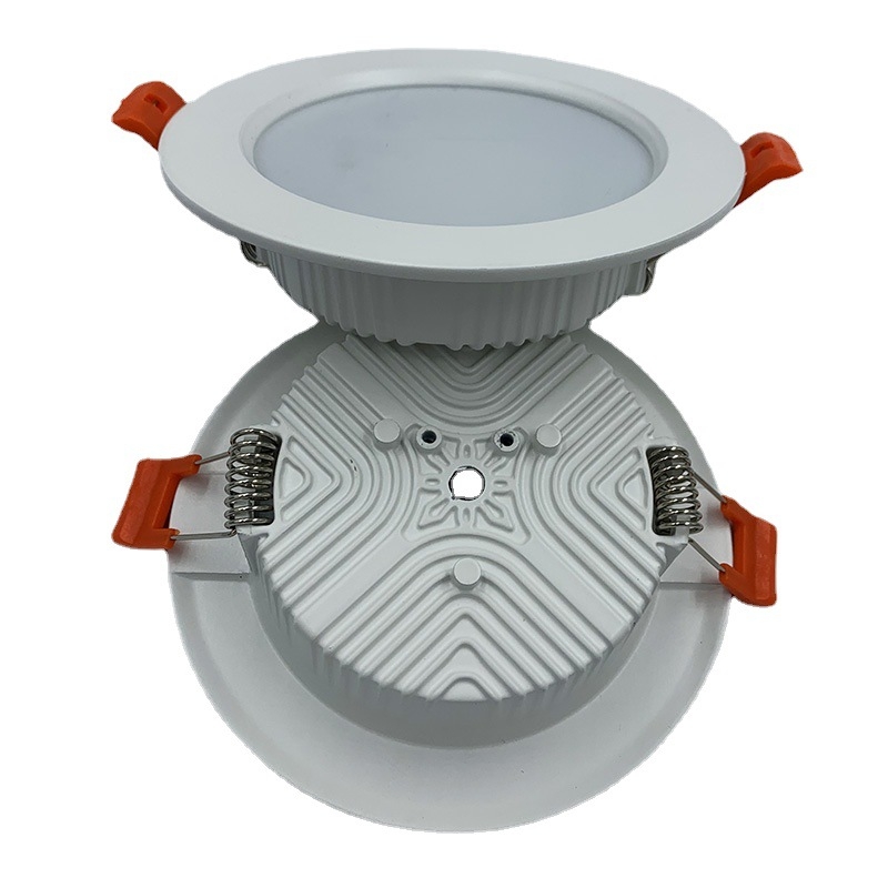 LED lubų downlight korpusas, liejamas aliuminis, EK-P401B, dulkinas paviršius, SMD plokštės šviesa, komplektas: lempos korpusas, PC dangtelis, spyruokliniai varžtai