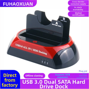 Dubultā USB 3.0 HDD docking stacija ar bezsaistes klonēšanu – atbalsta 16TB, SATA 2.5/3.5 diski, USB 3.0 līdz 5Gbps