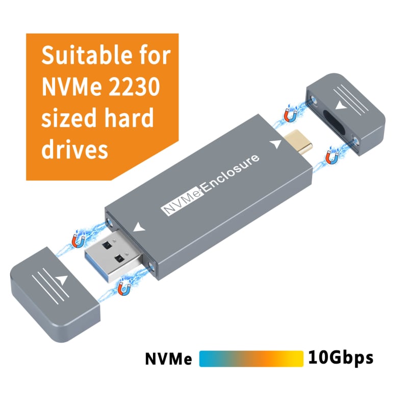Κέλυφος NVMe M.2 2230 USB 3.1/3.0, CNC αλουμίνιο, έως 2TB, μεταφορά έως 10Gbps