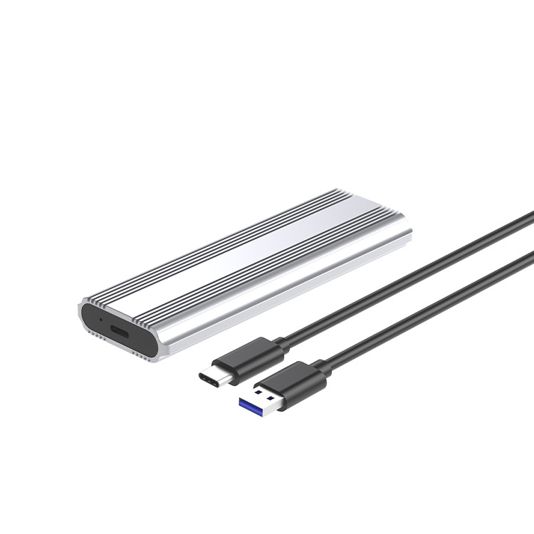 Εξωτερική θήκη SSD M.2 NGFF/NVMe με USB-C, διπλό πρωτόκολλο, υποστηρίζει έως 2 TB, περίβλημα από κράμα αλουμινίου + ABS, θύρα USB-C, ταχύτητες μεταφοράς έως 10 Gbps