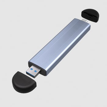 M12 carcasă externă NVMe SSD, interfață USB-C 3.1 duală, NGFF NVMe, corp din aliaj de aluminiu, până la 8TB