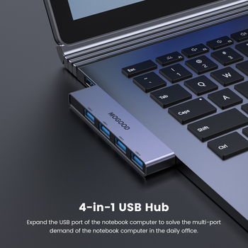 MOGOOD USB-C 4-portni USB 3.0 hub za prijenosno računalo, 5 Gbps, napajanje putem USB-a