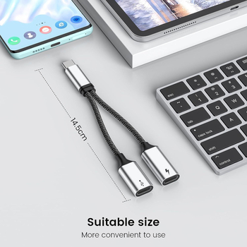 Pastall hub Type-C cu două porturi, interfață Type-C, transfer 2.0, fără alimentare externă