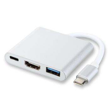 Hub USB-C la HDMI 4K, 3 în 1, USB 3.0, alimentare externă, 1–3 porturi
