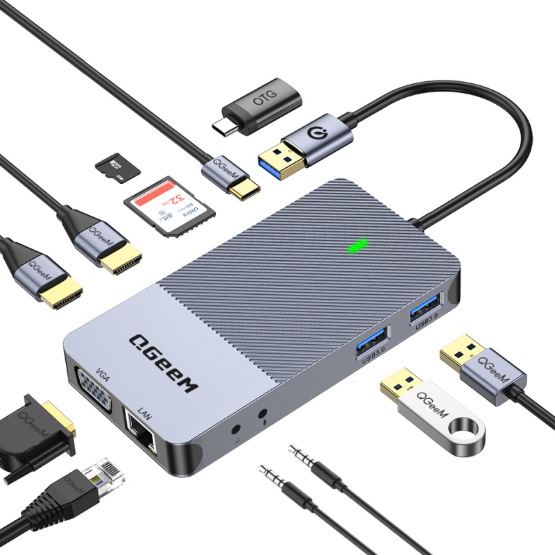 11-u-1 docking stanica s DisplayLink, USB Type-C hub za tri zaslona, zvuk, Ethernet i čitač kartica