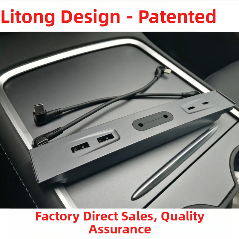 Litong H01B USB 2.0 hub pre Tesla Model 3/Y, 4-portový rozdeľovač s externým napájaním