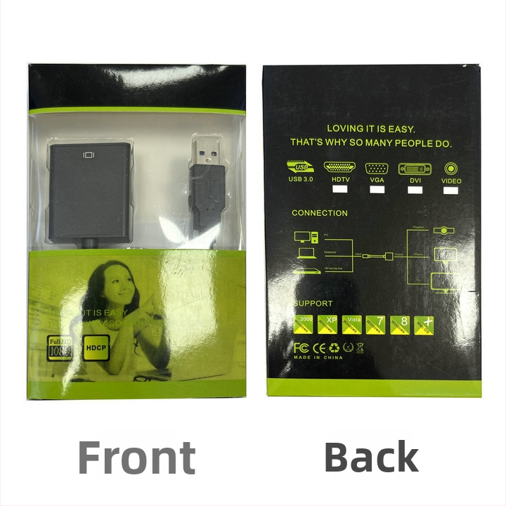 Adaptér USB na HDMI USB 3.0, HDMI samičí konektor, 10 cm kábel, bez externého napájania