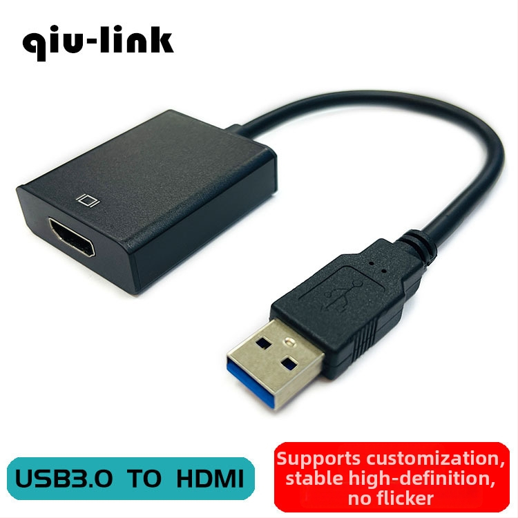 Adaptér USB na HDMI USB 3.0, HDMI samičí konektor, 10 cm kábel, bez externého napájania