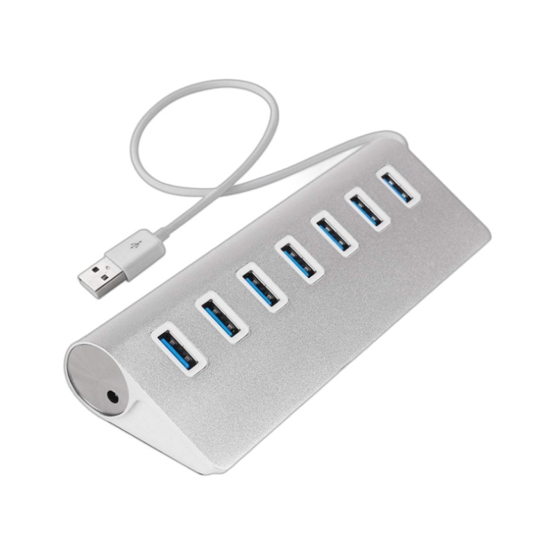 USB 3.0 7-портов хъб с алуминиев корпус, 5 Gbps, захранване през USB, кабел 30 cm