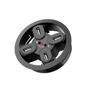 Hub USB 2.0 cu 4 porturi, mufă audio, alimentare externă și imprimare logo (Model XDT-USB2-4U2)