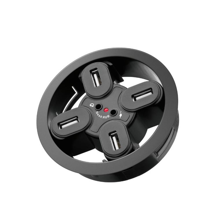 Hub USB 2.0 cu 4 porturi, mufă audio, alimentare externă și imprimare logo (Model XDT-USB2-4U2)