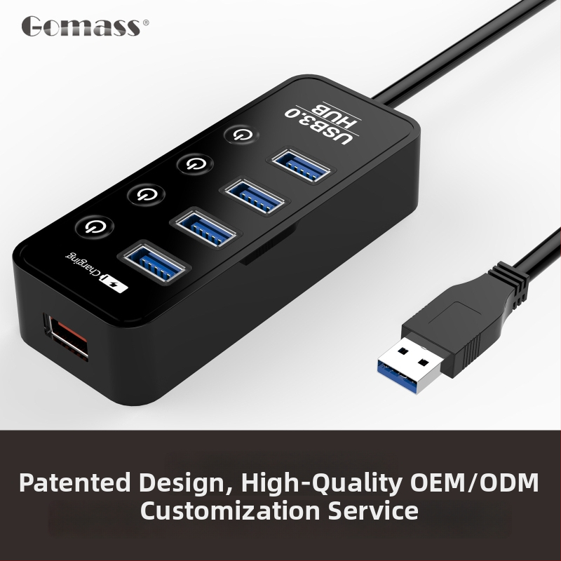 Nový prispôsobený vysokorýchlostný USB 3.2 Gen1 štvportový hub
