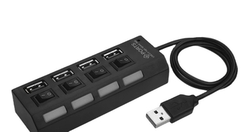 Po Deli USB 2.0 Hub cu 4 porturi, întrerupător independent, 480 Mbps, alimentat prin USB
