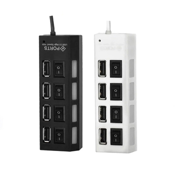 Po Deli USB 2.0 Hub cu 4 porturi, întrerupător independent, 480 Mbps, alimentat prin USB