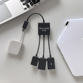 OTG Micro USB hub s 3 portami pre Android, bez externého napájania (3 porty; Micro USB rozhranie; Android kompatibilný)