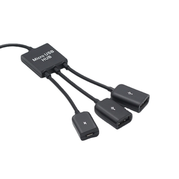 OTG Micro USB hub s 3 portami pre Android, bez externého napájania (3 porty; Micro USB rozhranie; Android kompatibilný)