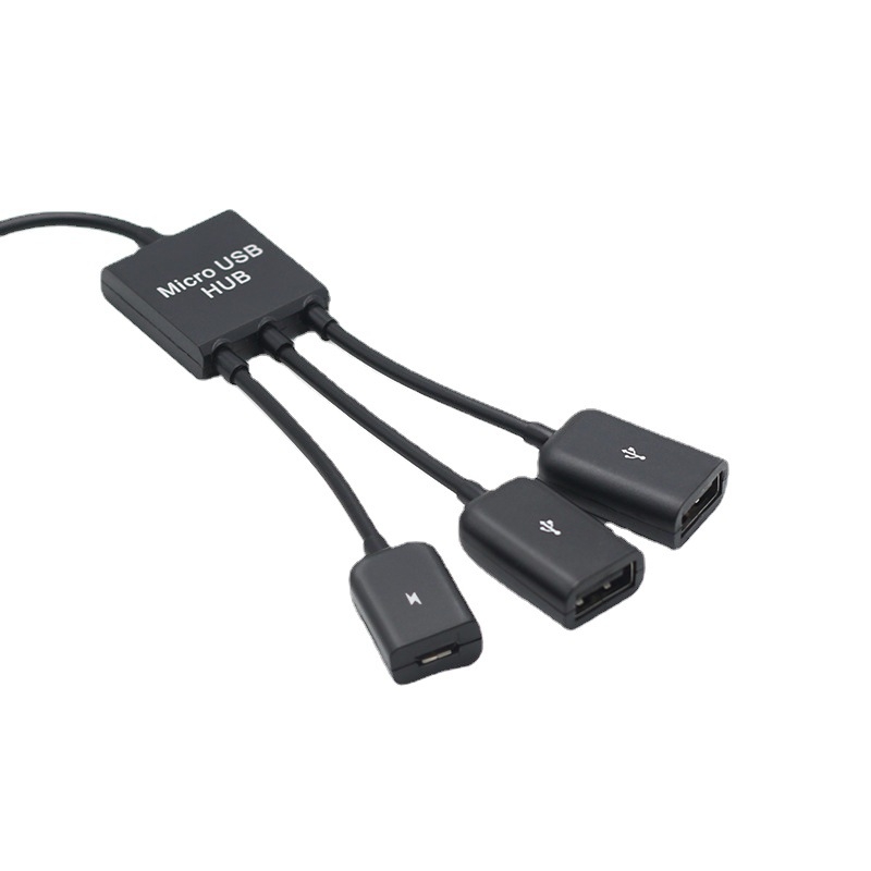 OTG Micro USB hub s 3 portami pre Android, bez externého napájania (3 porty; Micro USB rozhranie; Android kompatibilný)