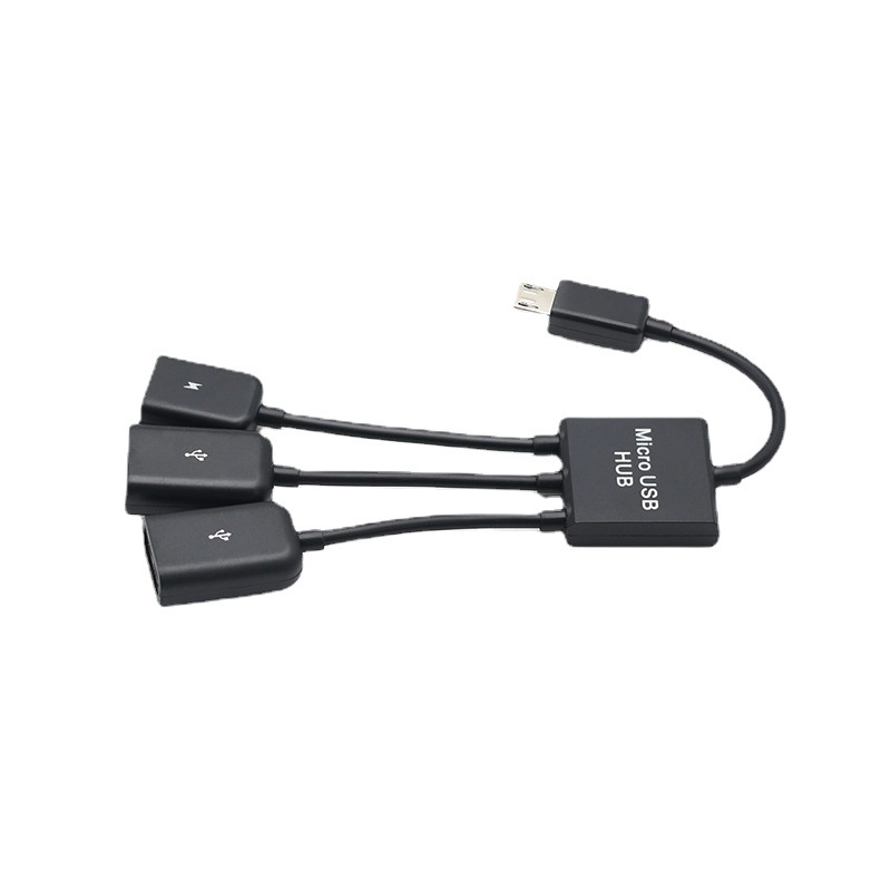 OTG Micro USB hub s 3 portami pre Android, bez externého napájania (3 porty; Micro USB rozhranie; Android kompatibilný)