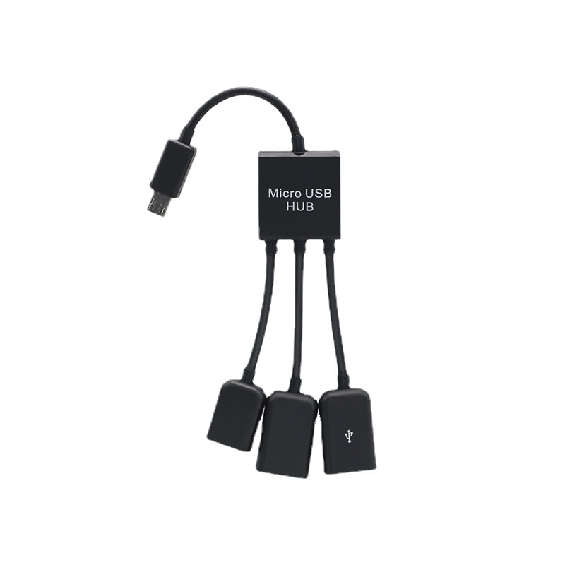 OTG Micro USB hub s 3 portami pre Android, bez externého napájania (3 porty; Micro USB rozhranie; Android kompatibilný)