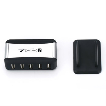 Hub USB 2.0 cu 7 porturi, bază, cablu de 60 cm, alimentare externă, transfer de 480 Mbps