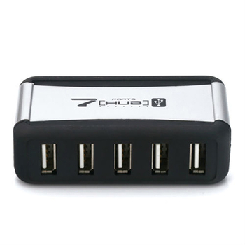 Hub USB 2.0 cu 7 porturi, bază, cablu de 60 cm, alimentare externă, transfer de 480 Mbps
