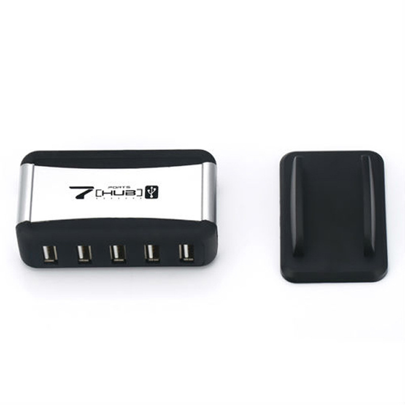 Hub USB 2.0 cu 7 porturi, bază, cablu de 60 cm, alimentare externă, transfer de 480 Mbps
