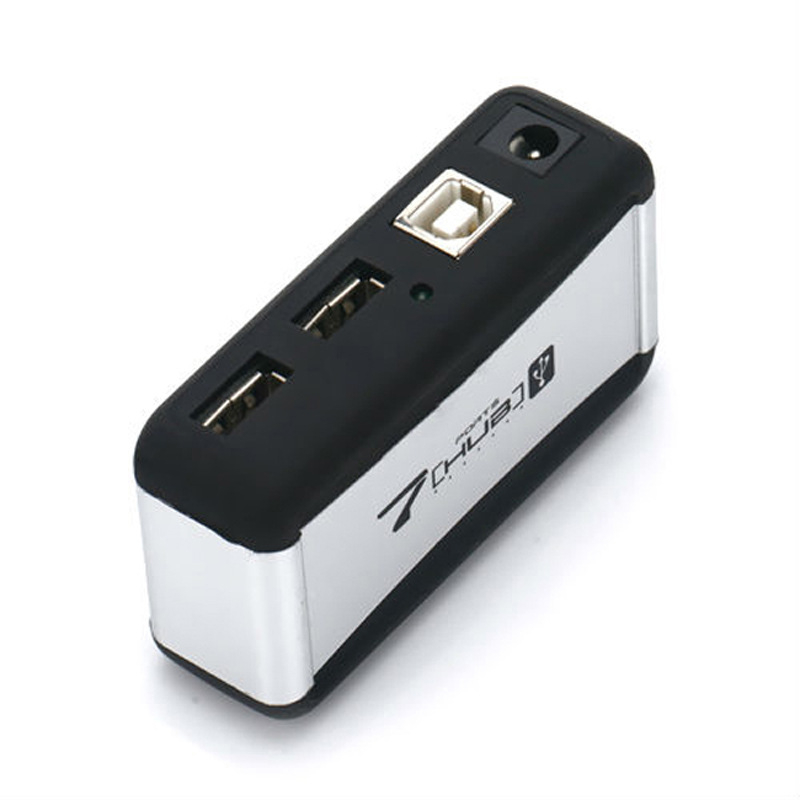 Hub USB 2.0 cu 7 porturi, bază, cablu de 60 cm, alimentare externă, transfer de 480 Mbps