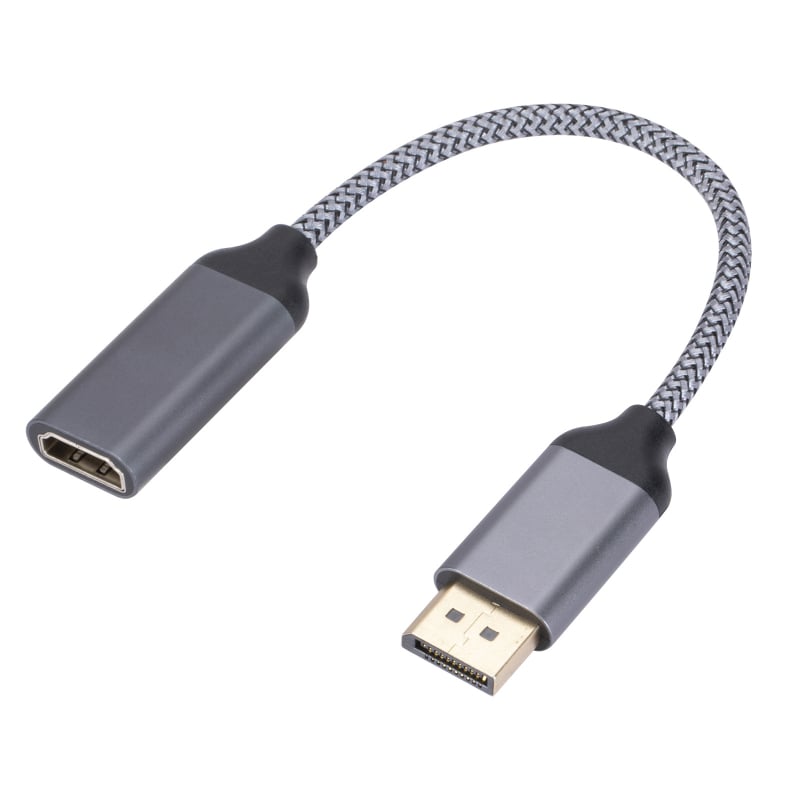 DP į HDMI adapterio kabelis DP01A, 4K60Hz, DP vyr. – HDMI moteriai, 15 cm vario branduolys