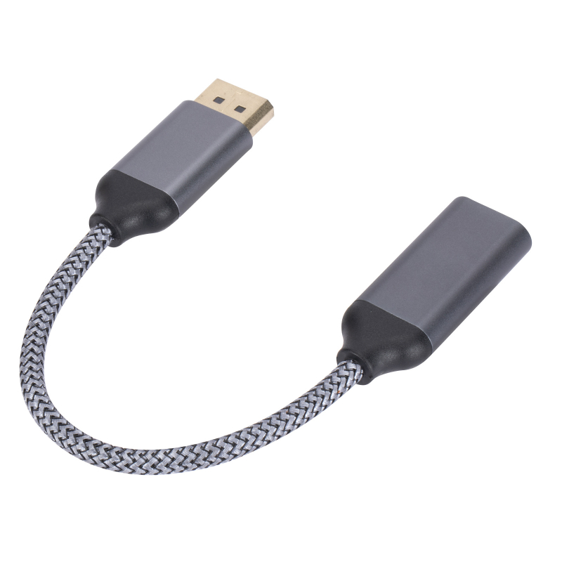 DP į HDMI adapterio kabelis DP01A, 4K60Hz, DP vyr. – HDMI moteriai, 15 cm vario branduolys