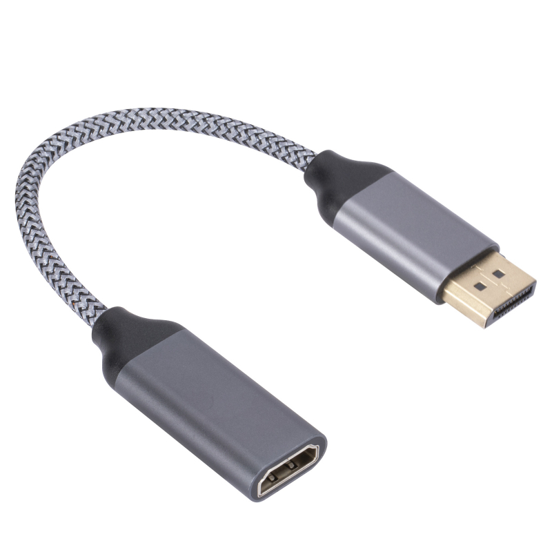 DP į HDMI adapterio kabelis DP01A, 4K60Hz, DP vyr. – HDMI moteriai, 15 cm vario branduolys